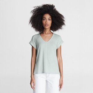 V-Neck Short Sleeve Top in Light Sage Green